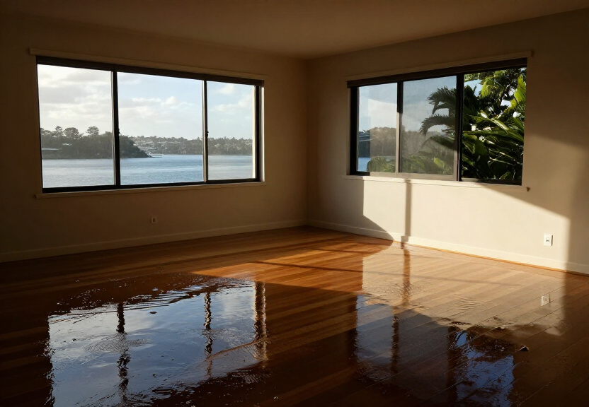 Water-damaged wall in a Mount Kuring Gai home before drying
